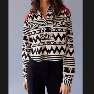 BDG Urban Outfitters Tripped Up Mushroom Corduroy Button Down Western Top XS